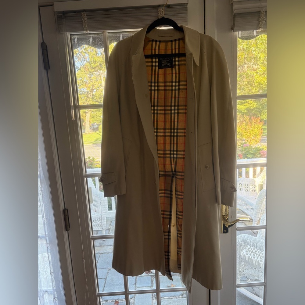 Burberry Beige and Black Plaid Coat